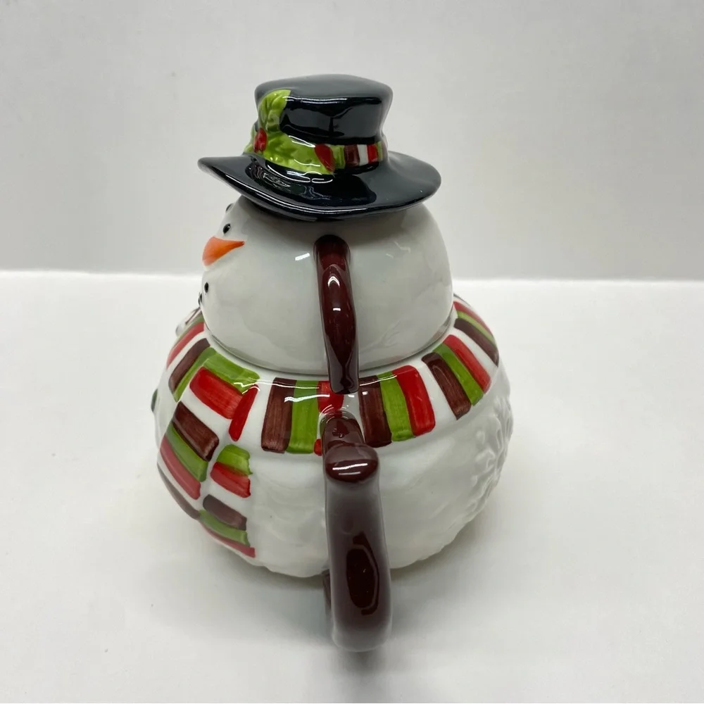 Pier 1 Imports Snowman Teapot Set w/Lid & Cup Tea for One  Christmas Holiday